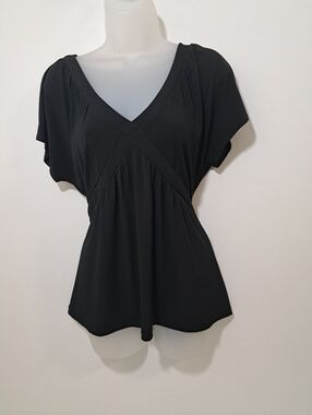 Apostrophe Women's Black Top Short Sleeve Tie Back Size Large